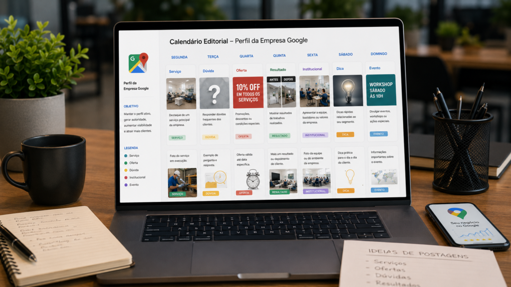 Planejamento de postagens para Perfil da Empresa Google