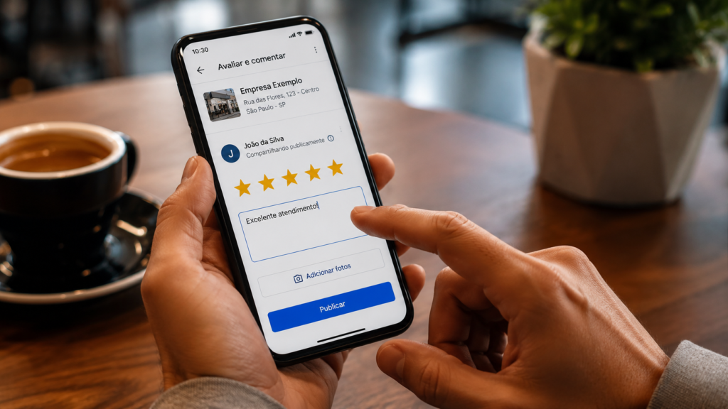 Cliente deixando avaliação positiva no Google
