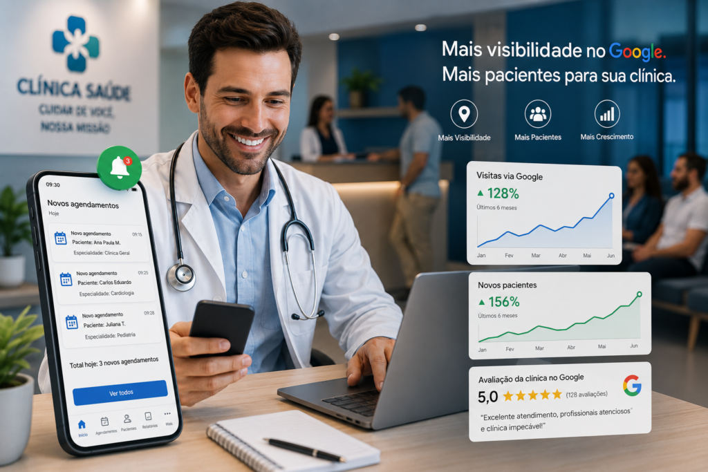 Clínica recebendo mais pacientes através do Google