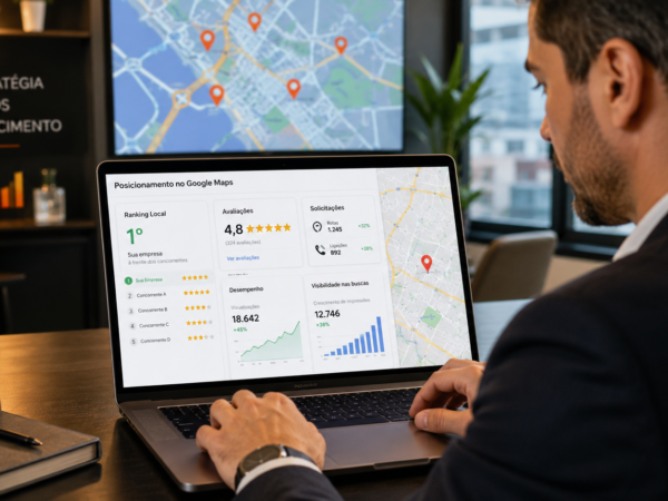 Empresário analisando como melhorar o posicionamento no Google Maps