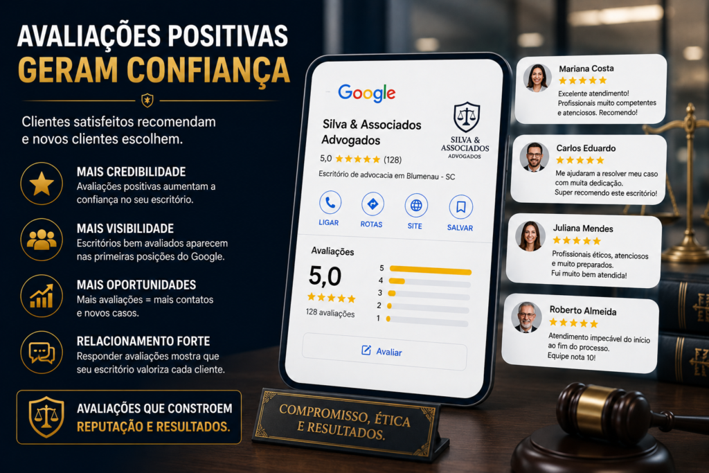 Advogado analisando resultados de SEO Local